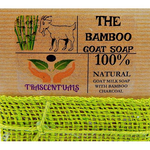 TRASCENTUALS Activated Bamboo Charcoal Soap With Goat Milk Also Contains Lemongrass and Eucalyptus Essential Oils For Skin Detoxification Comes in Box