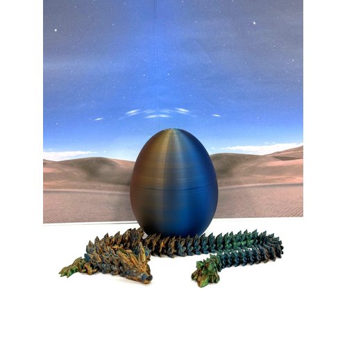 3D Printed Dragon with Dragon Egg, Articulated Orange Blue Green Wolf Dragon, Fidget Autism ADHD Toy, Executive Desk Toy Gift Ideas - D059-OBG