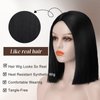 SUKRI Black Bob Wigs for Women Short Straight Bob Wigs with Bangs Middle Part Synthetic Cosplay Costume Party Wigs
