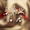 VMila Wedding Pearl Hair Comb Wedding Hair Comb Bridal Hair Accessories Pearl Flower Hair Accessories For Women Girls Wedding Hair Accessories (Gold Leaf)