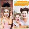 Atoden Bear Ears Spa Headband Wristband Set Cute Animal Skincare Headband Funny Makeup Headband for Washing Face Fluffy Elastic Face Wash Hair Band for Women Girls Trendy Stuff (Brown)