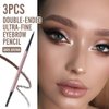 3Pcs Dark Brown Waterproof Eyebrow Pencil,Ultra-Fine Mechanical Pencil with Spoolie Brush,Eyebrow Pencil Easy to Color,Draws Tiny Brow Hairs and Fills in Sparse Areas,Create Natural Eye Brow