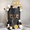 48Pcs Balls Cake Toppers Man Cake Decorations with Black Gold White Balls Acrylic Numbers 0-9 and Happy Birthday Cake Insert Toppers for Men Boy Black Theme Birthday Wedding Anniversary Party Supplies