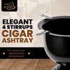 Stinky Cigar Ashtray, Tall and Deep Windproof Cigar Ashtray, 4 Stirrups, Jet Black