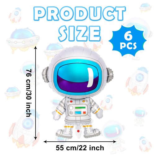 6 Pcs Astronaut Balloons for Kids,Astronaut Foil Balloon,Space Party Decorations,Outer Space Balloon for Baby Shower Universe Space Themed Birthday Party Decor