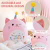 Gudisi Cat Plush Cute Cat Stuffed Animals Soft Birthday Gift Cat Plushie Pillow Decor Pink 8 inch