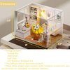 piberagi DIY Miniature Dollhouse Kit, 1:32 Scale Creative Room Mini Wooden Christmas Doll House with Furniture Plus Dust Proof for Kids Teens Adults(Study Room)