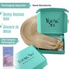 YoungSee Blonde Highlight Clip on Hair Extensions Clip in Human Hair Extensions Dark Ash Blonde Highlights Golden Blonde Clip in Real Hair Extensions Blonde Highlight 16Inch 7Pcs 120G