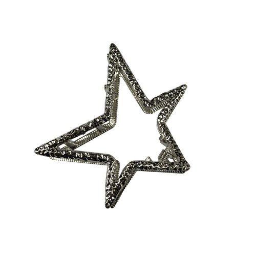 Heart-shaped or Stars Metal Hair Clips Claw Jaw with Teeth Comb Strong Grip for Long Hair,Hair Stylish,French twist,Wedding (Stars, Silver)