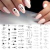 Black White Nail Art Stickers Decals Geometric Heart Love 3D Nail Stickers 6Sheets Geometry Cool English Letter Nail Art Adhesive Transfer Decals for Acrylic Nails Supply DIY Manicure Decoration Tip