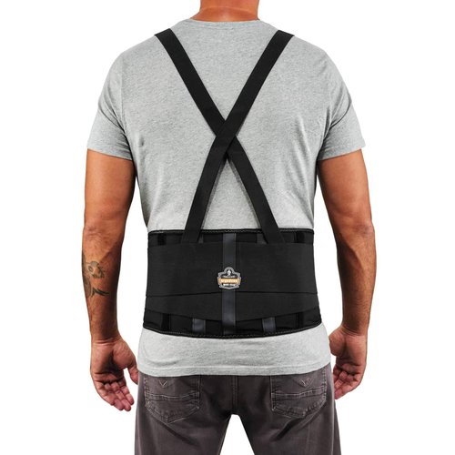 Ergodyne ProFlex 100 Back Support Brace, 8" Spandex Belt, Adjustable, Removeable Straps (RA5762) , Black , XL