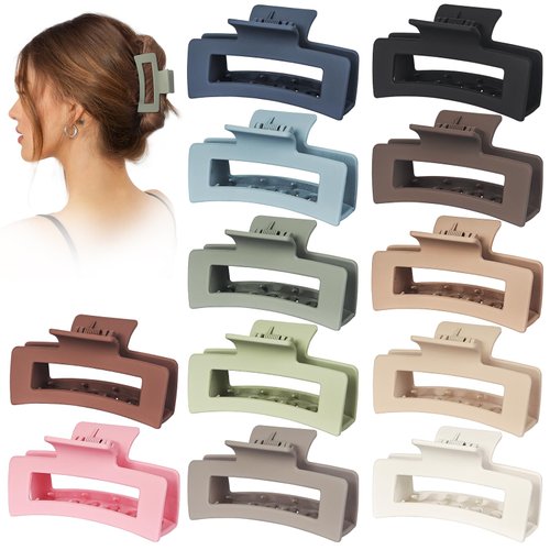 Vigorpace 12 Pack 3.5" Medium Hair Claw Clips for Women Girls Thick Thin Hair, Strong Hold Banana Clips