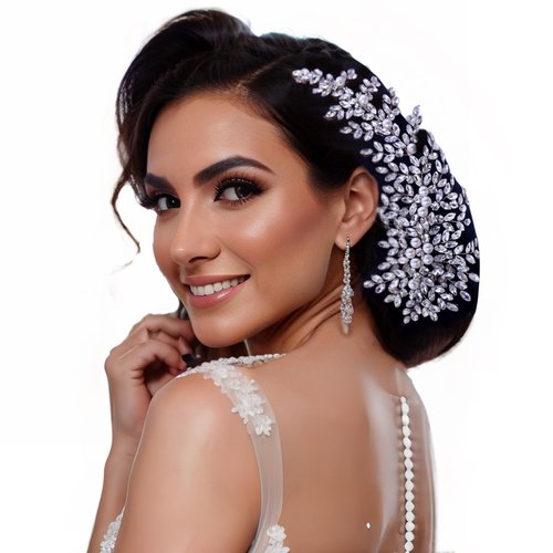 AMORARSI Crystal Wedding Hair Comb Bridal Hair Accessories Pearl and Rhinestone Bridal Side Combs for Women and Girls （Silver）