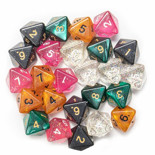 Wiz Dice Bulk Random Polyhedral Dice (D8-25 Pack) - Polyhedral Role Playing Dice in Unique Colors - DND Accessories for TTRPG Dice Games - Ideal Roleplaying Game Dice