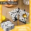 CHENGU 100 Pieces Paw Print Napkins 2 Layers Paw Print Party Supplies Farm Animal Party Napkins for Animal Themed Birthday Party Western Part, 5 x 5 Inch(Black)