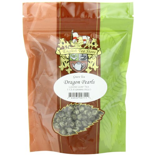English Tea Store Loose Leaf, Dragon Pearls Green Tea Pouches, 4 Ounce