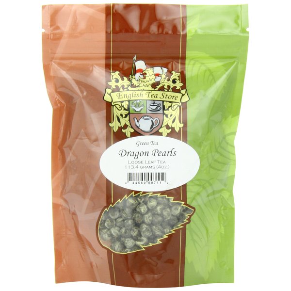 English Tea Store Loose Leaf, Dragon Pearls Green Tea Pouches, 4 Ounce