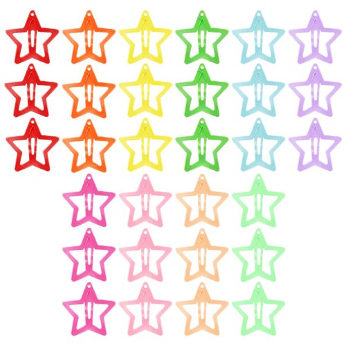 30 Pcs Star Clips Hair For Girls Non-Slip Hair Clips Star Hair Accessories Hairpins Cute Colorful Snap Clips Lovely Metal Hair Barrettes Kawaii Hair Clips For Girls Kids Toddlers Women (paint)
