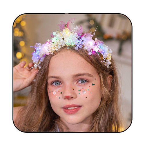 Yean Light up Butterfly Fairy Headband Pearl Princess Tiara LED Crystal Festival Hair Accessories...