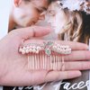 Andelaisi Boho Crystal Pearl Hair Comb Gold Rhinestone Wedding Hair Comb Barrettes Vintage Crystal Cz Hair Comb Headpiece Bling Cz Butterfly Comb Clip Headwear Pearl Wedding Hair Accessories(Style A)