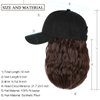 Qlenkay Baseball Cap with Hair Extensions 14inch Wavy Curly Bob Hairstyle Adjustable Wig Hat Attached Synthetic Hairpiece for Woman Medium Brown