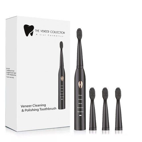 The Veneer Collection Veneer Polishing Toothbrush, Electric Toothbrush Rechargeable, Toothbrush for Veneers (Black)
