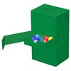 Ultimate Guard Flip 'n' Tray 200+, Deck Case for 200 Double-Sleeved TCG Cards + Dice Tray, Green, Independent Magnetic Closure & Microfiber Lining