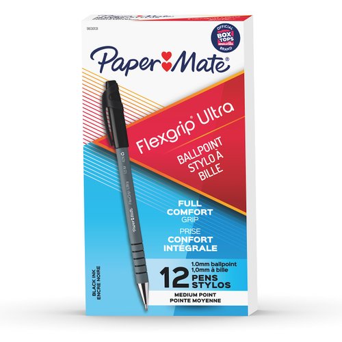 Paper Mate Flexgrip Ultra Stick Medium Point Ballpoint Pen, 12-Count