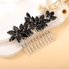 Kercisbeauty Black Crystal Beads Cute Hair Comb for Women and Girls Wedding Bridal Handmade Classic Jewelry Hair Piece for Prom Dancing Ball