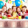 OULUN 2Pcs Pink Rose Gold Birthday Party Tablecloth, 42''x71'' Rose Gold Glitter Birthday Theme Table Cover for Girls Silver Birthday Party Supplies