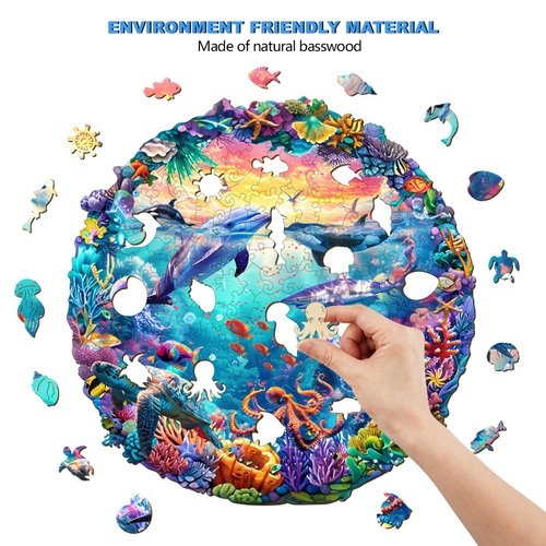 NANFUNCF Wooden Puzzles for Adults(200 Pieces) Marine Animal Puzzle-Irregular Wood Puzzles Adult-Unique Shape Wooden Puzzle, Christmas Puzzle Gifts for Seniors Women DIY Puzzle Lovers