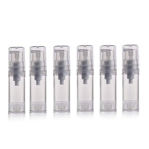 5ML Airless Pump Bottle-Empty Refillable Airless Vacuum Pump Cream Lotion Bottle Travel Bottles Toiletries Liquid Container for Cosmetic Make-up Pack of 6 (Transparent)