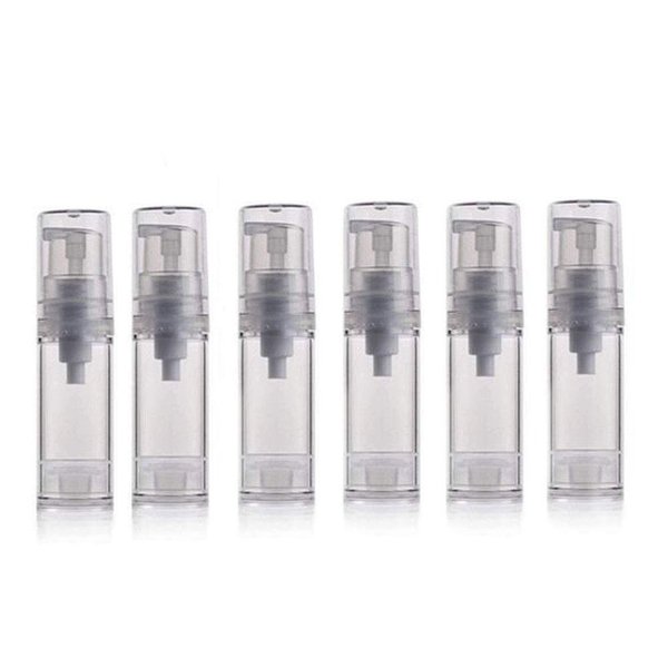 5ML Airless Pump Bottle-Empty Refillable Airless Vacuum Pump Cream Lotion Bottle Travel Bottles Toiletries Liquid Container for Cosmetic Make-up Pack of 6 (Transparent)