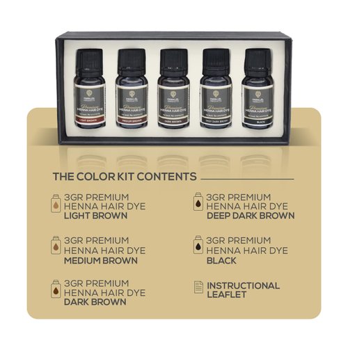 Parallel Products Henna Color Kit - Professional Hair Tint and Root Touch Up - 3 Gram Mini-Collection for Grey Coverage