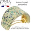 Camila Paris CP3215 French Hair Barrette, Hair Ponytail Holder for Fine Long Hair, Green and White, Strong Hold Grip Hair Clips for Women, No Slip Styling Girls Hair Accessories, Made in France