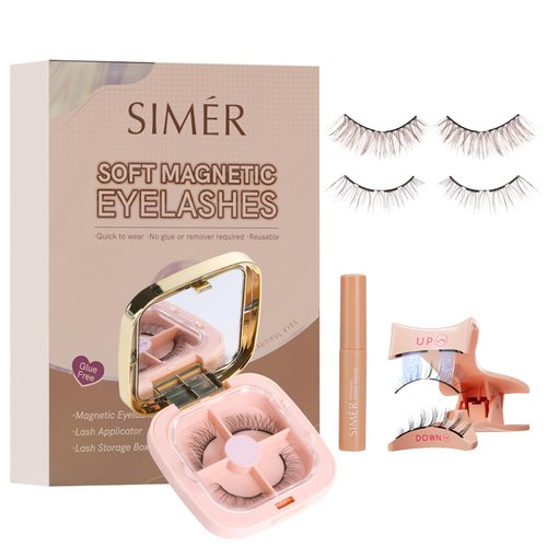 Magnetic Eyelashes Kit, Soft Magnetic Eyelashes, Natural Look Reusable Glue-free Dual Magnetic Lashes with Applicator, Lightweight Dual Magnetic Lashes - No.3 FOX STYLE