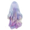 Rugelyss Rainbow Colorful Wigs for Women 26 Inches Long Wavy Fashion Synthetic Full Head Hair Wig with Bangs for Cosplay or Party