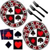 60Pcs Casino Party Supplies Poker Tableware Set 7"Poker Paper Plates and Casino Napkins Fork for Casino Night Poker Game Themed Poker Card Playing Club Heart Casino Birthday Party Decorations(Serve20)