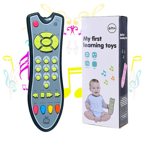 BAUTVAS TV Remote Control Toy - Musical Play with Light and Sound for 6 Months+ Toddlers Boys or Girls Kids Play Remote for Baby Preschool Education Three Language Modes: English, French and Spanish