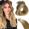 Belaved Highlights Tape in Human Hair Extensions Natural Hair Remy Tape in Human Hair Extensions for Women Straight Hair Ash Blonde&Bleach Blonde 12inch 50 Gram 20 Pcs Glue in Hair Extensions
