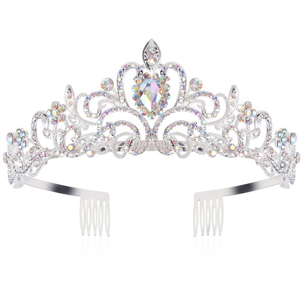 Chanaco Princess Crown Tiaras for Girls Aurora Crown Princess Tiara Crystal Tiara Headband for Wedding Birthday Halloween Prom