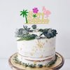 1Pcs Glitter Flamingo Happy Birthday Cake Topper Hawaiian Luau Tropical Pineapple Theme Kids Boys Girls Party Decoration Supplies
