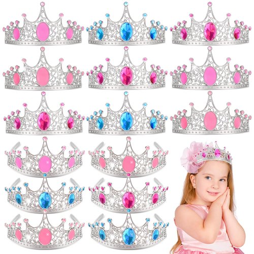 NINAOR Party Favors Princess Crowns for Little Girls, 16Pcs Princess Dress Up Tiaras for Kids Jewelry Cosplay Accessories, Princess Toys Headband