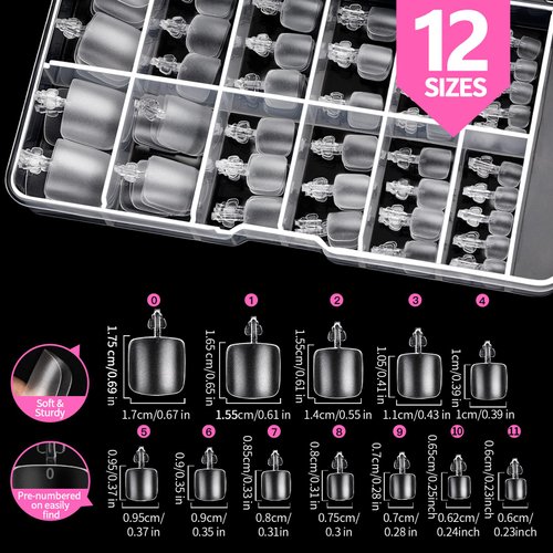 Teenitor Acrylic Toe Nail Tips Kit with Nail Glue, Short Square Press on Toenails for Women, Matte Toe Nail Press ons Fake Toenails Kit, Glue on Toe Nails for Women Short Gel Toenails Tips