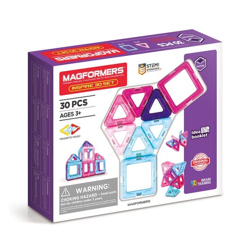 Magformers Inspire Set (30-Pieces) Building Blocks, Educational Magnetic Tiles Kit, Magnetic Construction STEM Toy Set - 63097