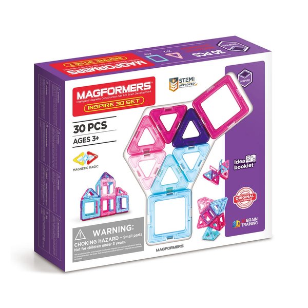 Magformers Inspire Set (30-Pieces) Building Blocks, Educational Magnetic Tiles Kit, Magnetic Construction STEM Toy Set - 63097