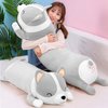 Yeqivo Shiba Inu Body Pillow Long Shiba Inu Stuffed Animal Plush Cute Corgi Akita Dog Plush Toy Soft Shiba Inu Plush Pillow LongDog Plushie Gifts for Girls Kids Girlfriend(Grey, 60cm/23.6inch)