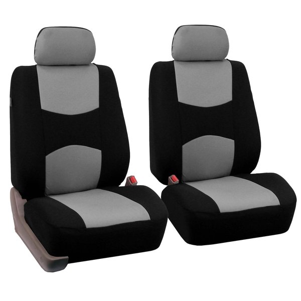 FH Group Car Seat Covers Front Set in Cloth - Car SeatCovers for Low Back Car Seats with Removable Headrest,Universal Fit,Automotive SeatCovers,Washable Car Seat Cover for SUV,Sedan, Van Gray
