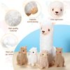 Jenaai Christmas Party Gift Llama Stuffed Animals with 4 Baby Llamas Cute Alpaca Plush Set Kawaii Llama Soft Pillow Dolls for Kids Girls Birthday Wedding Anniversary Presents Home Sofa Decorations