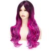 Long Curly Purple Ombre Wig for Women Rainbow Wigs Colorful Wigs Middle Part Wig for Halloween Costume Wig